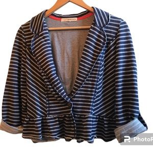 Rewind Striped Cotton Peplum Blazer